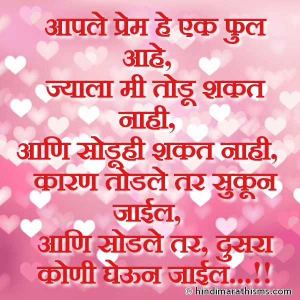 Aaple Prem He Ek Phul Aahe आपले प्रेम हे एक फुल आहे Photo SMS Aaple Prem He Ek Phul Aahe LOVE SMS MARATHI Image