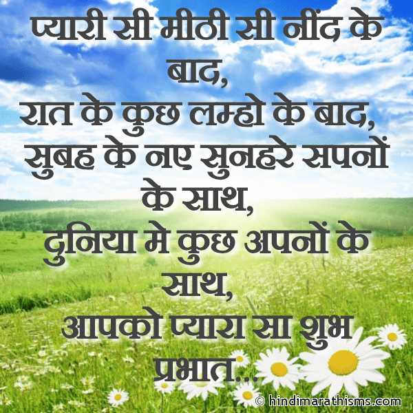 Pyari Si Mithi Si Nind Ke Baad गुड मॉर्निंग मैसेज प्यारी सी मीठी सी नींद के बाद Photo SMS Shubh Prabhat SMS Hindi Image