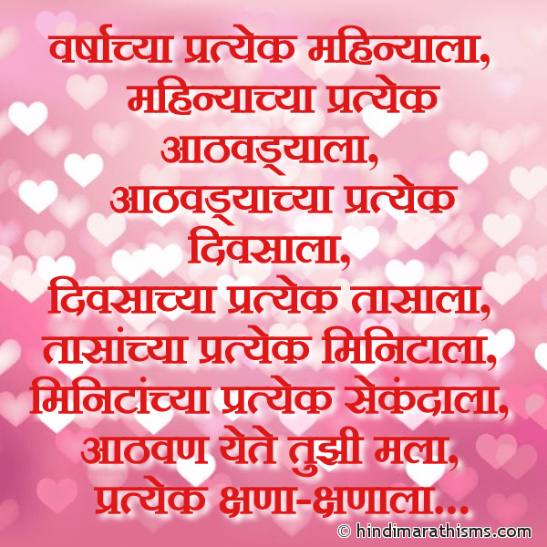 Varshachya Pratyek Mahinyala Photo SMS Tujhi Aathavan Yete SMS Image