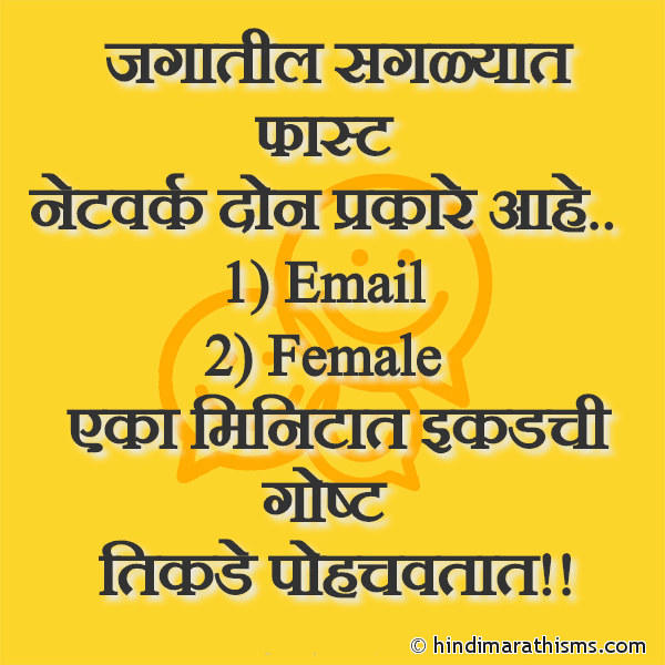 Jagatil Saglyat Fast जगातील सगळ्यात फास्ट Photo SMS Jagatil Saglyat Fast Network FUNNY SMS MARATHI Image