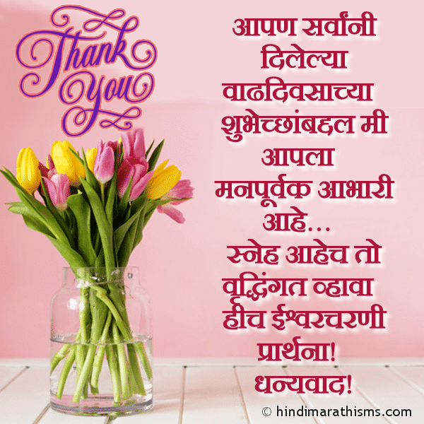 Aapan Sarvanni Dilelya Vadhdivsachya आपण सर्वांनी दिलेल्या वाढदिवसाच्या Photo SMS आभार संदेश वाढदिवस मराठी THANK YOU SMS MARATHI Image